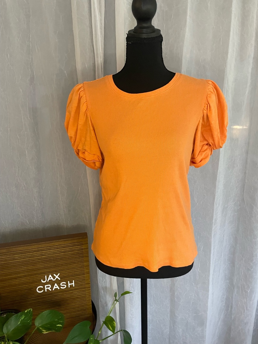 Vince Camuto Bright Orange Puff-Sleeve Women's Top